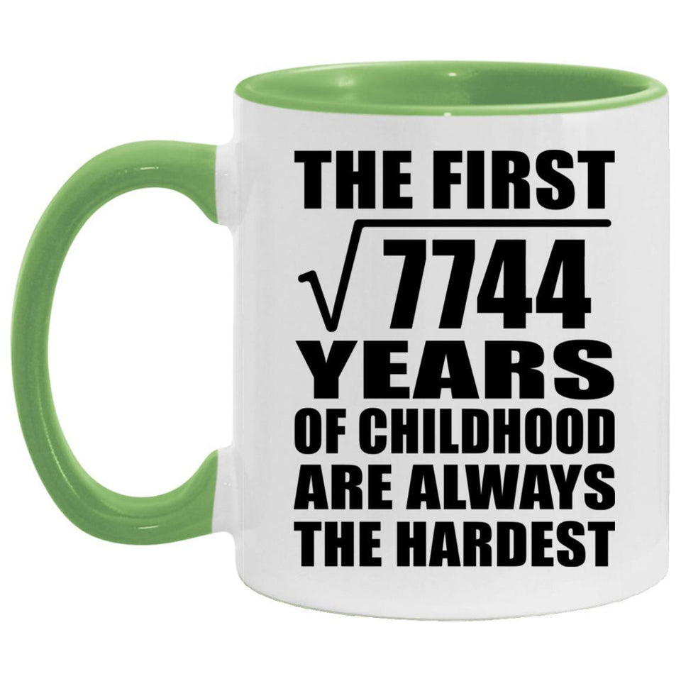 88th Birthday Square Root of 7744 Years of Childhood - 11oz Accent Mug Green
