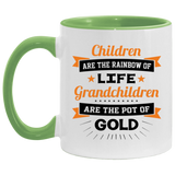 Children Are Rainbow Of Life, Grandchildren Are Pot Of Gold - 11oz Accent Mug Green