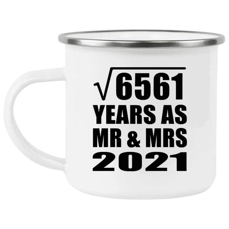 81st Anniversary Square Root of 6561 Years As Mr & Mrs 2021 - 12oz Camping Mug