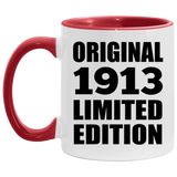 111th Birthday Original 1913 Limited Edition - 11oz Accent Mug Red