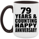 Happy 79th Anniversary 79 Years & Counting - 15oz Accent Mug Black
