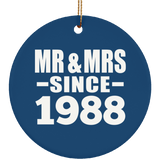 36th Anniversary Mr & Mrs Since 1988 - Circle Ornament