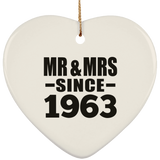 61st Anniversary Mr & Mrs Since 1963 - Heart Ornament