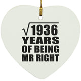 44th Anniversary Square Root of 1936 Years of Being Mr Right - Heart Ornament