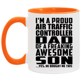 Proud Air Traffic Controller Dad Of Awesome Son - 11oz Accent Mug Orange