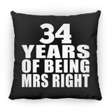 34th Anniversary 34 Years Of Being Mrs Right - Throw Pillow Black