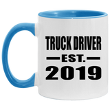 Truck Driver Established EST. 2019 - 11oz Accent Mug Blue