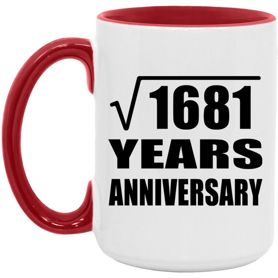 41st Anniversary Square Root of 1681 Years Anniversary - 15oz Accent Mug Red