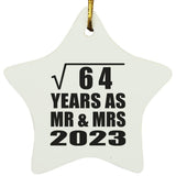 8th Anniversary Square Root of 64 Years As Mr & Mrs 2023 - Star Ornament