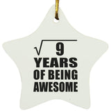 3rd Birthday Square Root of 9 Years of Being Awesome - Star Ornament