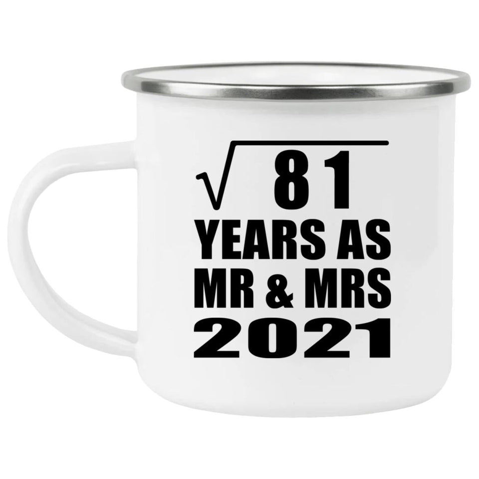 9th Anniversary Square Root of 81 Years As Mr & Mrs 2021 - 12oz Camping Mug