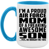 Proud Air Force Mom Of Awesome Son - 15oz Accent Mug Blue