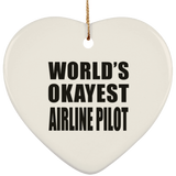 World's Okayest Airline Pilot - Heart Ornament