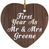 First Year As Mr & Mrs Greene - Heart Ornament D