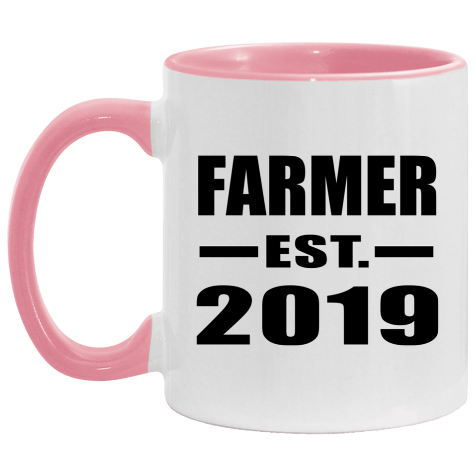 Farmer Established EST. 2019 - 11oz Accent Mug Pink