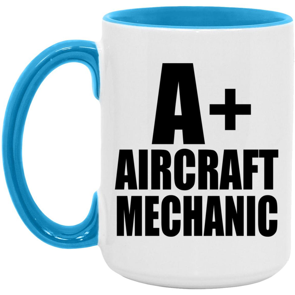 A+ Aircraft Mechanic - 15oz Accent Mug Blue