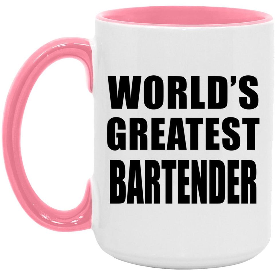World's Greatest Bartender - 15oz Accent Mug Pink