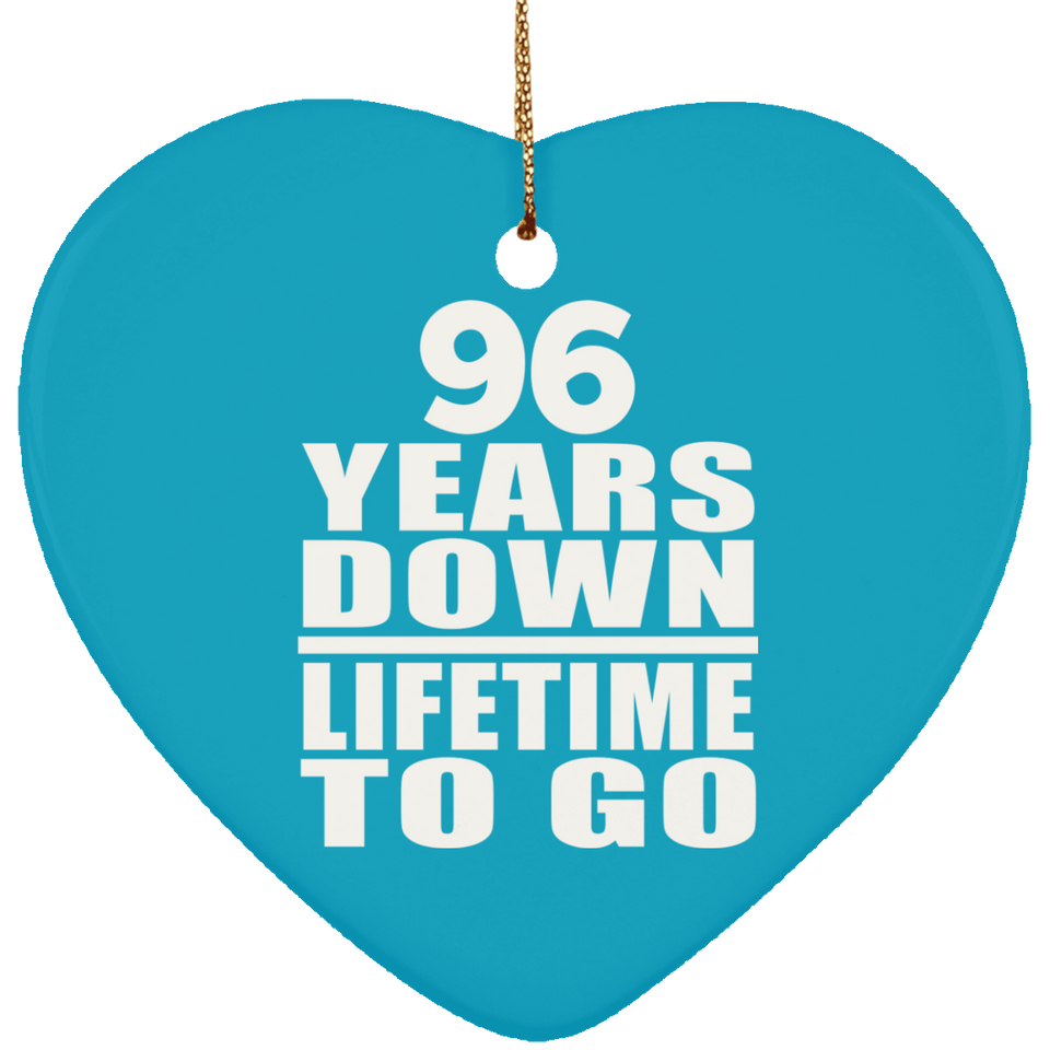 96th Anniversary 96 Years Down Lifetime To Go - Heart Ornament