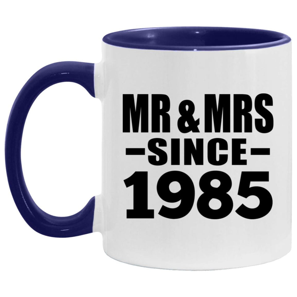39th Anniversary Mr & Mrs Since 1985 - 11oz Accent Mug Purple
