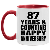 Happy 87th Anniversary 87 Years & Counting - 11oz Accent Mug Red