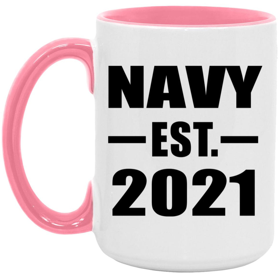 Navy Established EST. 2021 - 15oz Accent Mug Pink