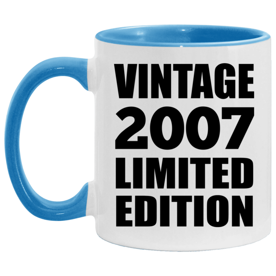 17th Birthday Vintage 2007 Limited Edition - 11oz Accent Mug Blue
