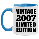 17th Birthday Vintage 2007 Limited Edition - 11oz Accent Mug Blue