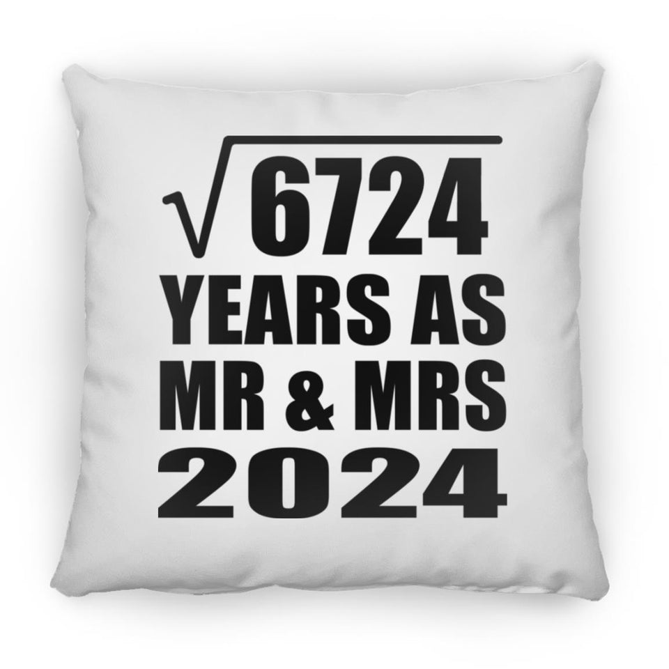 82nd Anniversary Square Root of 6724 Years As Mr & Mrs 2024 - Throw Pillow