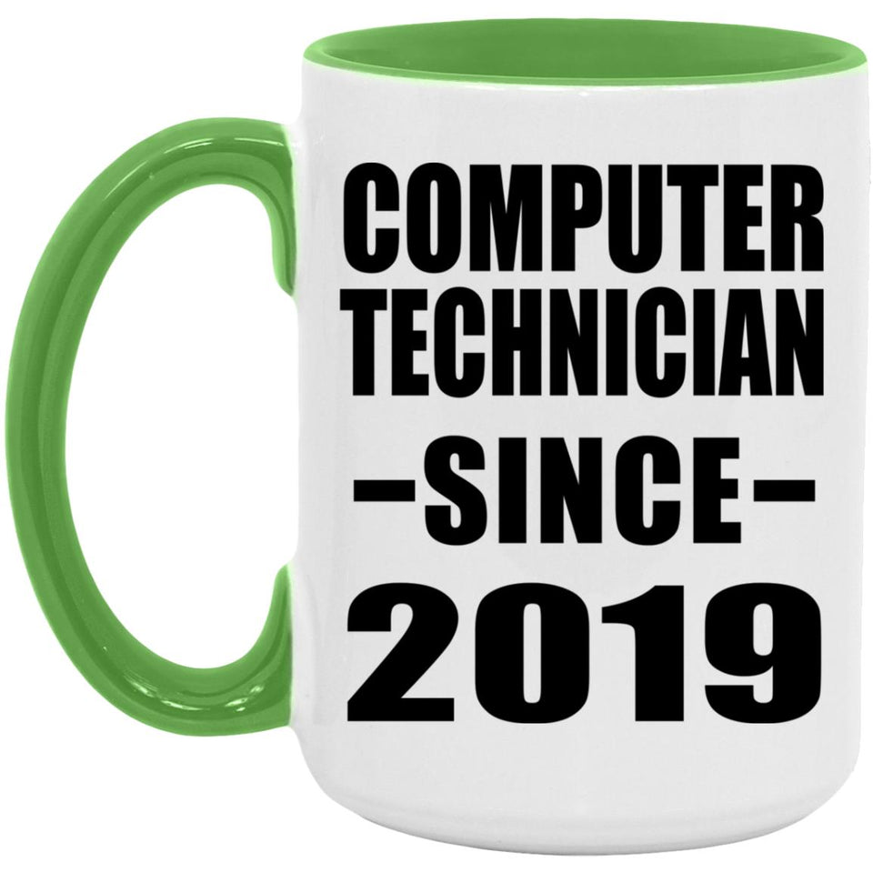 Computer Technician Since 2019 - 15oz Accent Mug Green