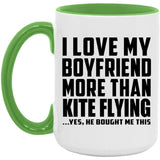 I Love My Boyfriend More Than Kite Flying - 15oz Accent Mug Green