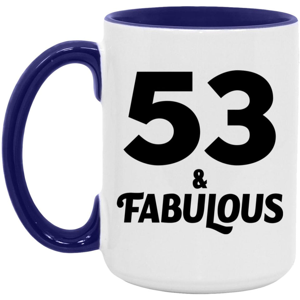 53rd Birthday 53 & Fabulous - 15oz Accent Mug Purple