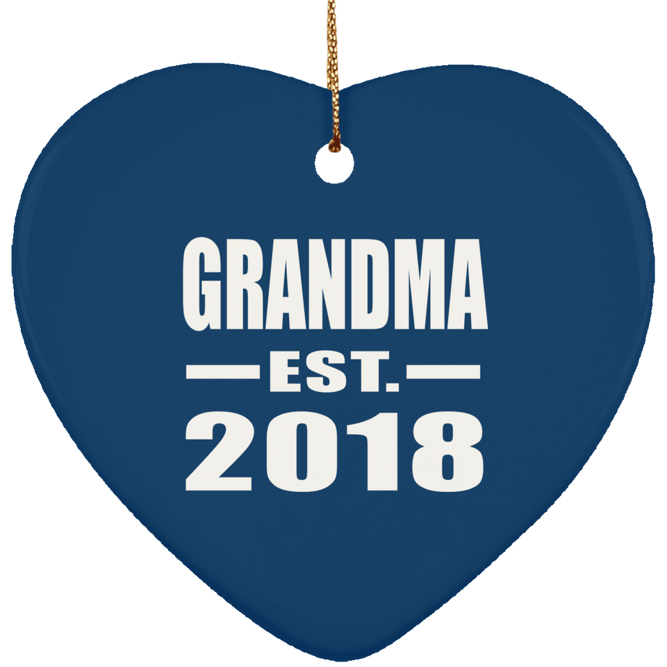 Grandma Established EST. 2018 - Heart Ornament