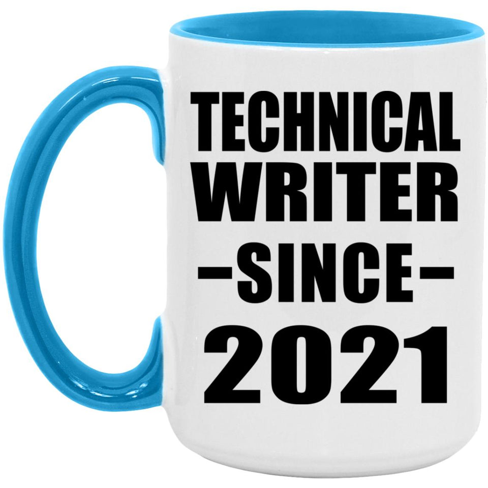 Technical Writer Since 2021 - 15oz Accent Mug Blue