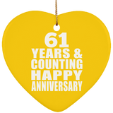 Happy 61st Anniversary 61 Years & Counting - Heart Ornament