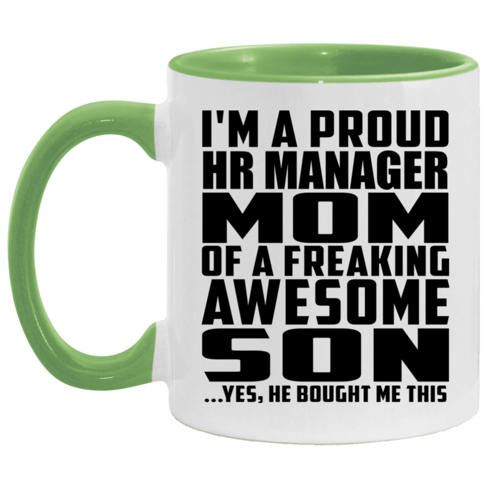 Proud HR Manager Mom Of Awesome Son - 11oz Accent Mug Green
