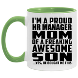 Proud HR Manager Mom Of Awesome Son - 11oz Accent Mug Green