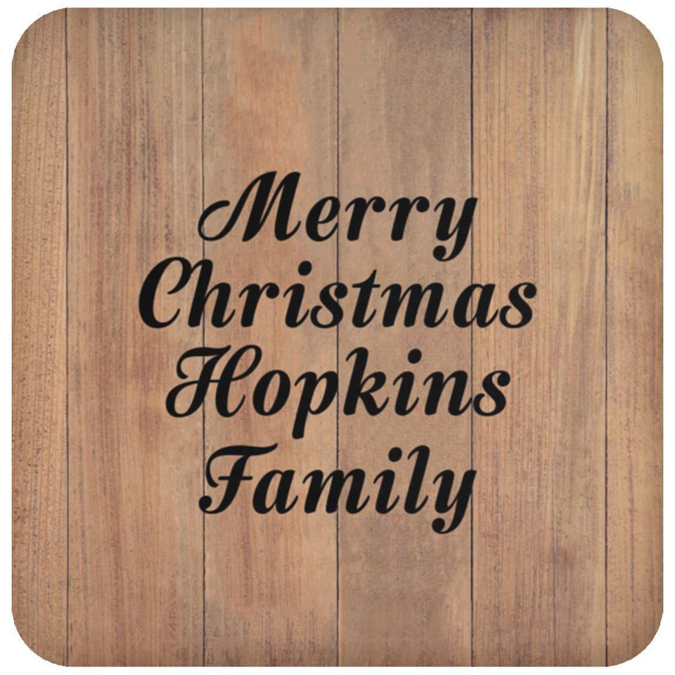 Merry Christmas Hopkins Family - Drink Coaster C