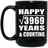 Happy 63rd Anniversary Square Root of 3969 Years & Counting - 15oz Coffee Mug Black