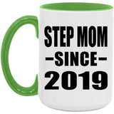 Step Mom Since 2019 - 15oz Accent Mug Green