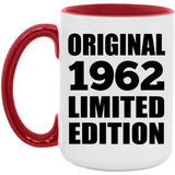 62nd Birthday Original 1962 Limited Edition - 15oz Accent Mug Red