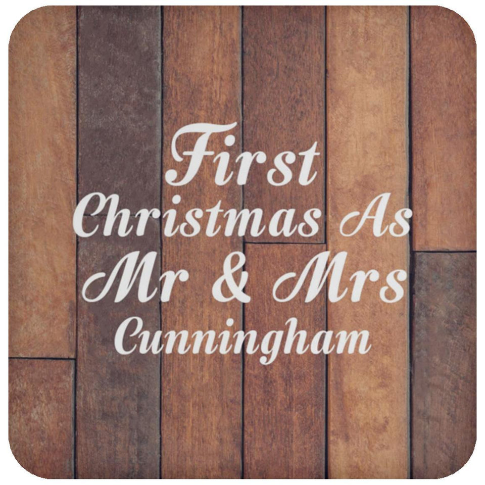 First Christmas As Mr & Mrs Cunningham - Drink Coaster E