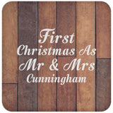 First Christmas As Mr & Mrs Cunningham - Drink Coaster E