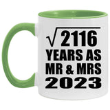 46th Anniversary Square Root of 2116 Years As Mr & Mrs 2023 - 11oz Accent Mug Green