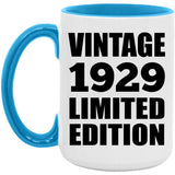 95th Birthday Vintage 1929 Limited Edition - 15oz Accent Mug Blue