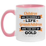 Children Are Rainbow Of Life, Grandchildren Are Pot Of Gold - 11oz Accent Mug Pink