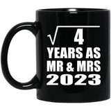 2nd Anniversary Square Root of 4 Years As Mr & Mrs 2023 - 11oz Coffee Mug Black