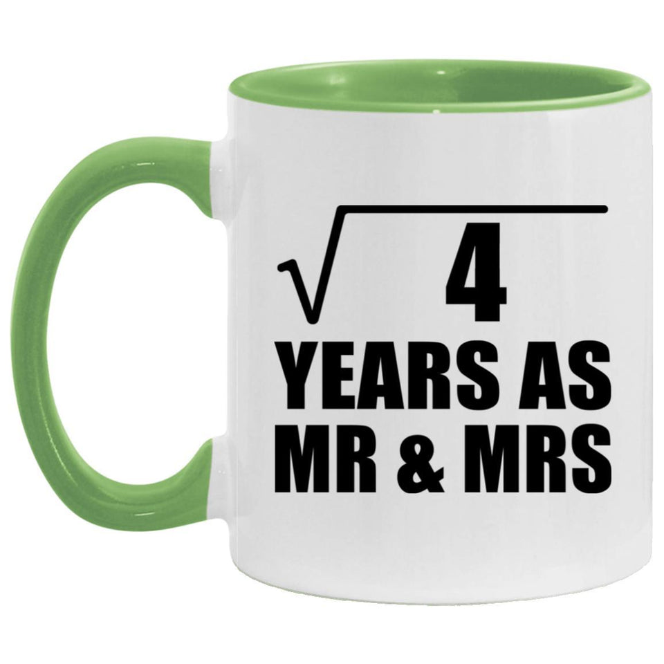 2nd Anniversary Square Root of 4 Years As Mr & Mrs - 11oz Accent Mug Green