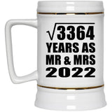 58th Anniversary Square Root of 3364 Years As Mr & Mrs 2022 - Beer Stein