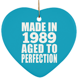 35th Birthday Made In 1989 Aged to Perfection - Heart Ornament