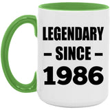 38th Birthday Legendary Since 1986 - 15oz Accent Mug Green